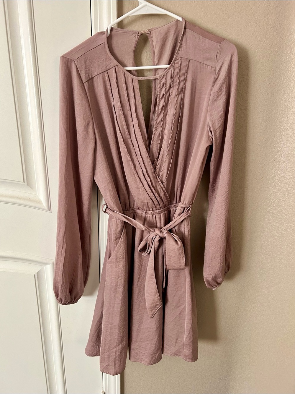 HYFVE Dusty Rose Midi Wrap Dress with Tie Waist